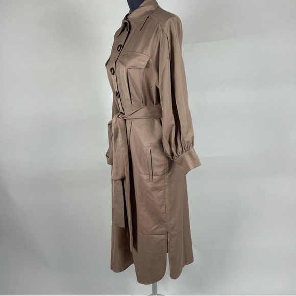 Balloon Sleeve Button Front Midi Dress - Picture 2 of 15